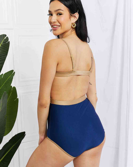 Marina West Swim Wave Break Contrast Trim One-Piece