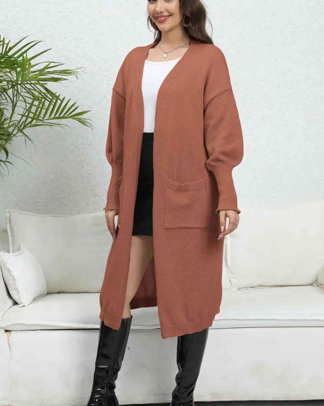 Open Front Dropped Shoulder Cardigan