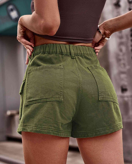 High-Waist Denim Shorts with Pockets