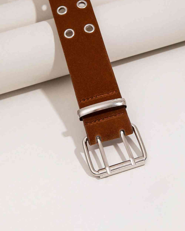 Double Row Grommet PU Leather Belt