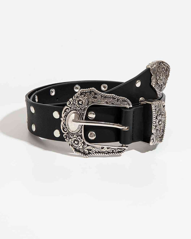 Double Row Studded PU Leather Belt