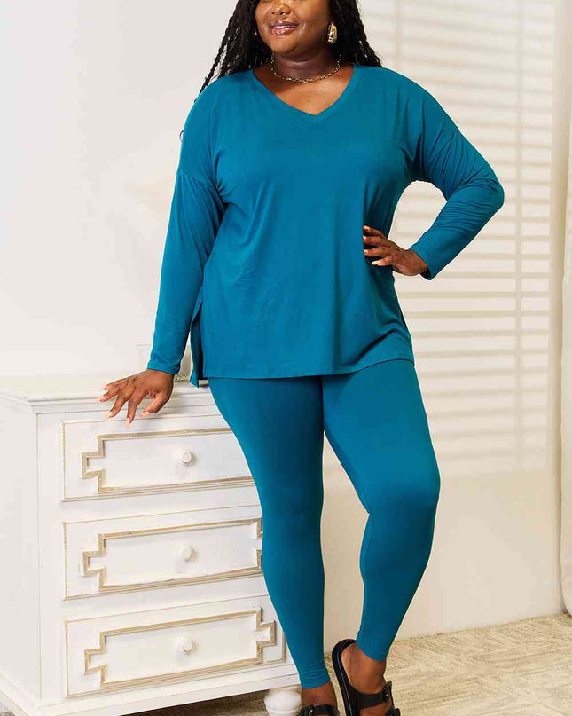 Zenana Lazy Days Full Size Long Sleeve Top and Leggings Set