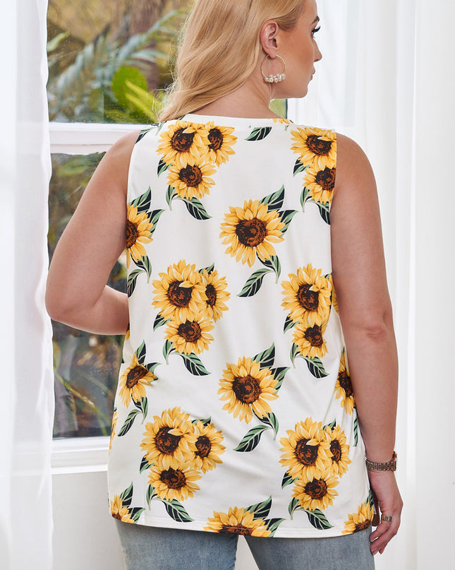 Plus Size Printed V-Neck Tank