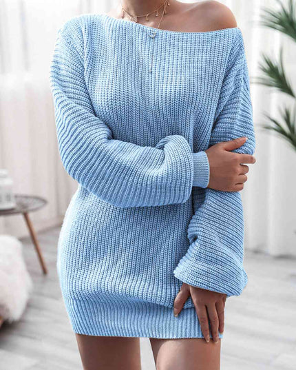 Rib-Knit Mini Sweater Dress