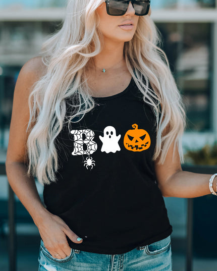 Round Neck BOO Graphic Tank Top