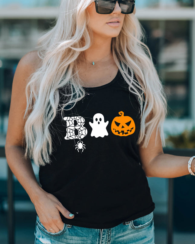 Round Neck BOO Graphic Tank Top