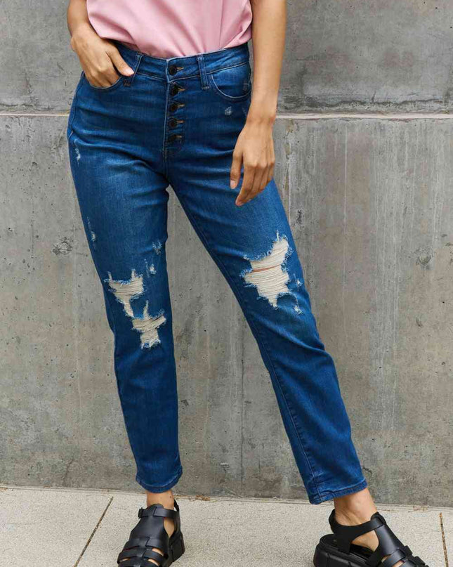 Judy Blue Melanie Full Size High Waisted Distressed Boyfriend Jeans