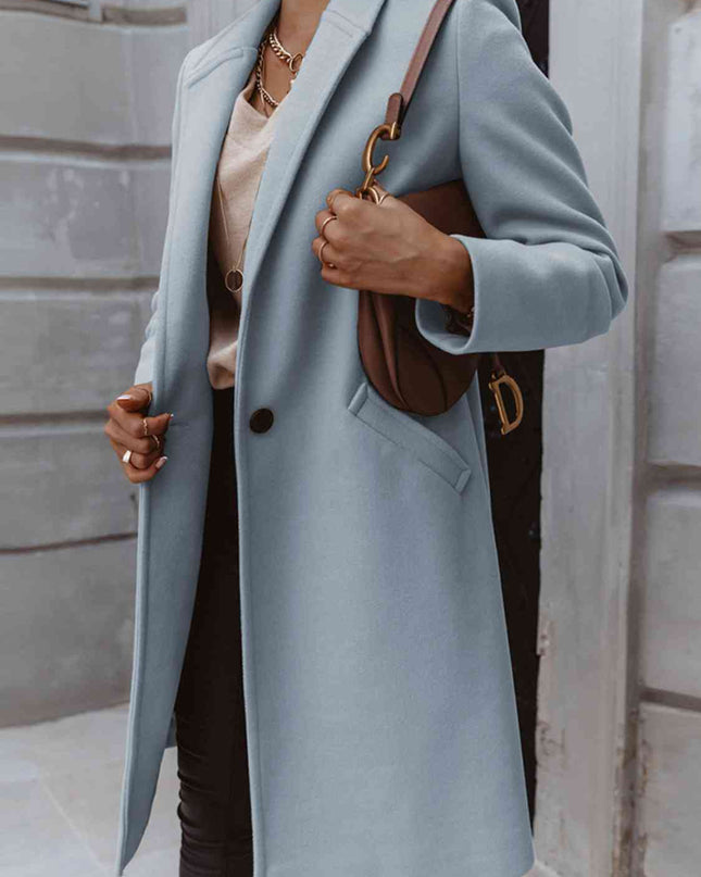 Long Sleeve Longline Coat with Pockets