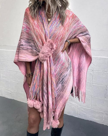 Heathered Fringe Hem Poncho