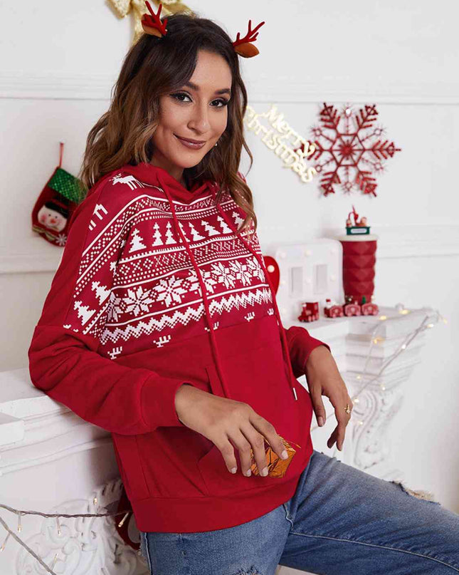 Christmas Drawstring Hoodie with Pocket