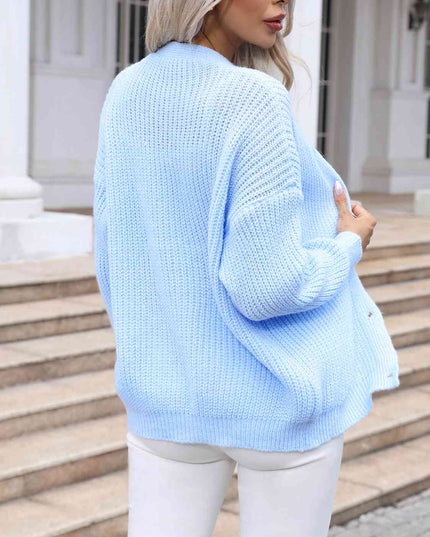 V-Neck Drop Shoulder Cardigan