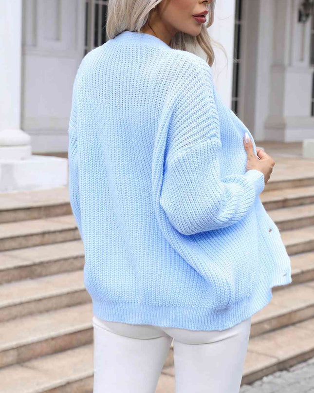 V-Neck Drop Shoulder Cardigan