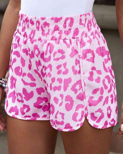 Leopard Elastic Waist Shorts