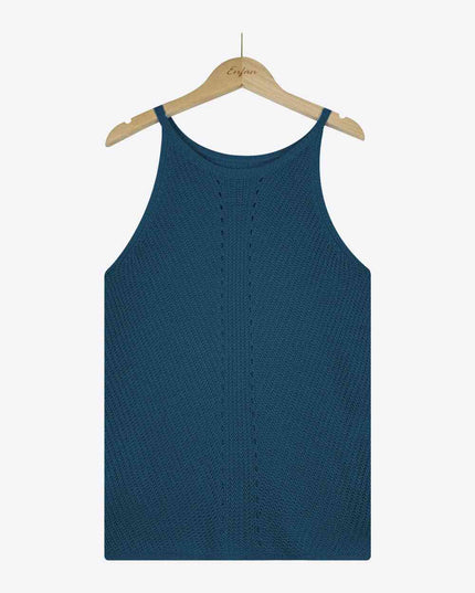 Openwork Grecian Neck Knit Tank Top