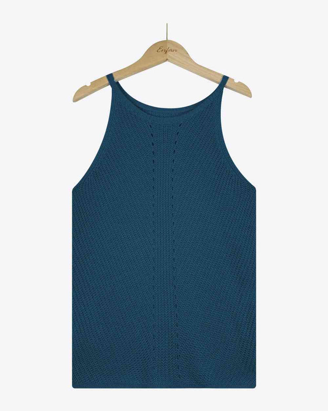 Openwork Grecian Neck Knit Tank Top