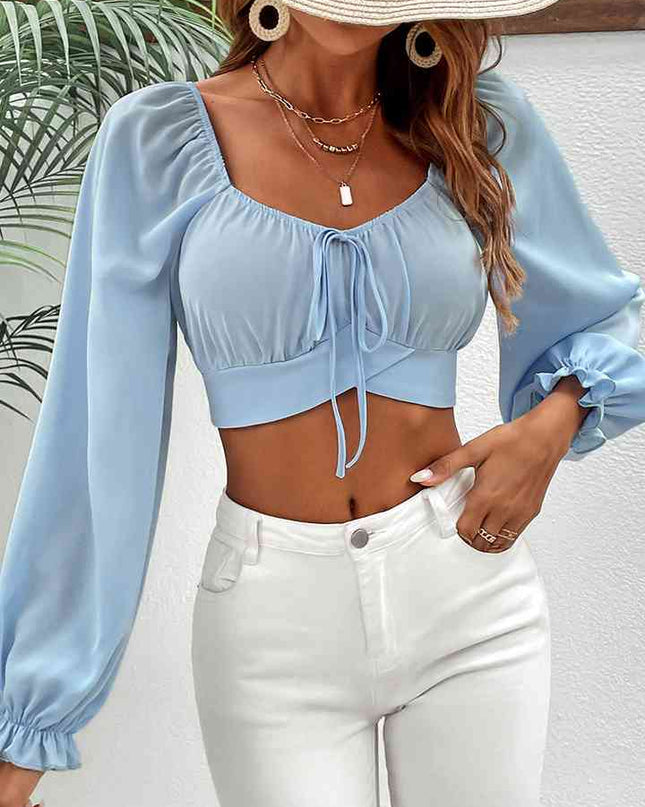 Raglan Sleeve Cropped Blouse