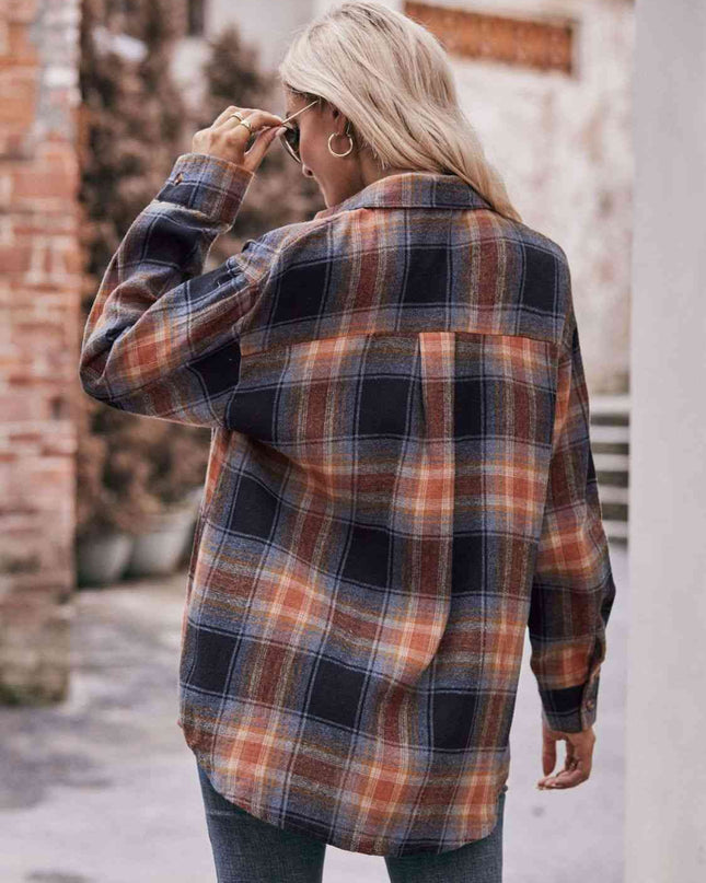 Plaid Dropped Shoulder Longline Shirt
