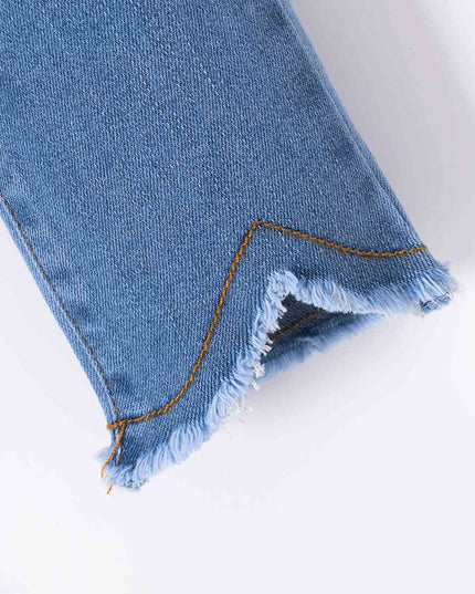 Kids Hem Detail Elastic Waist Jeans