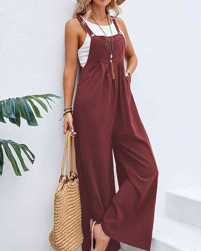 Full Size Wide Leg Overalls with Pockets