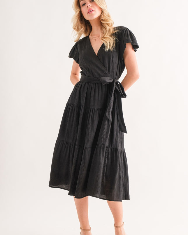 And The Why Textured Tiered Midi Dress