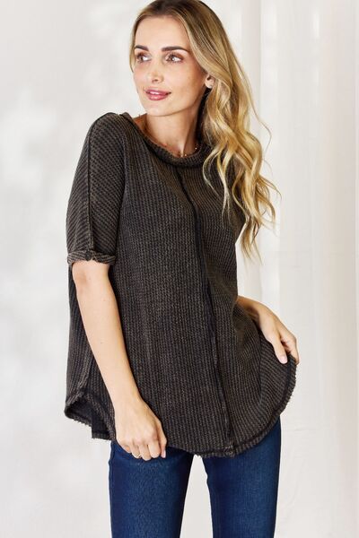 Zenana Oversized Waffle Short Sleeve T-Shirt