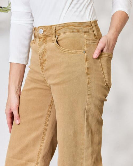 RISEN Full Size Fringe Hem Wide Leg Jeans