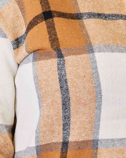 Double Take Plaid Print Dropped Shoulder Shirt