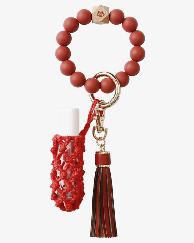Evil Eye Beaded Keychain with Tassel