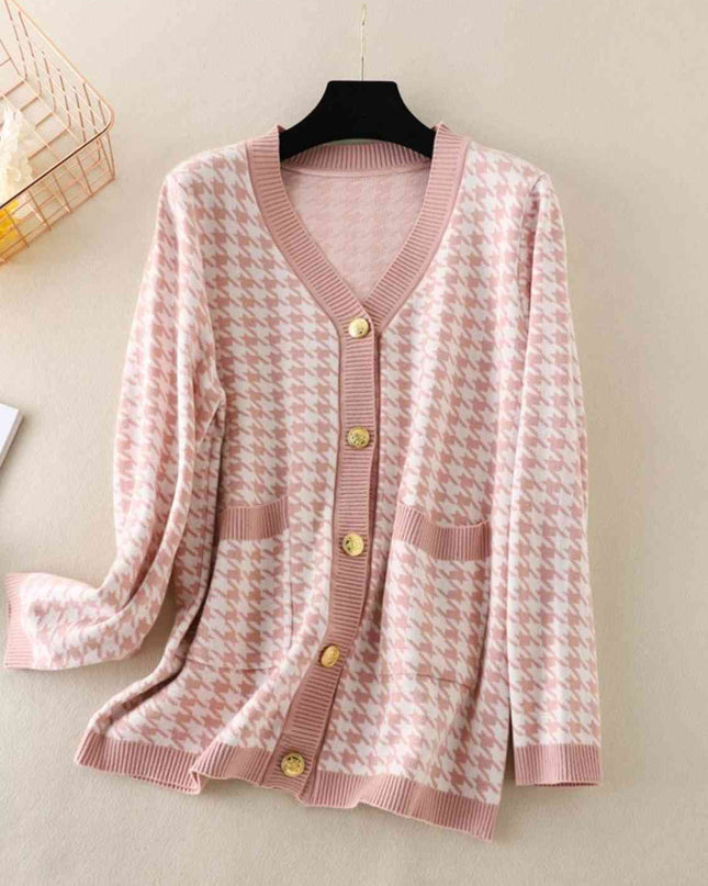Houndstooth Button Down Cardigan