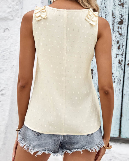 Swiss Dot Shoulder Detail V-Neck Tank