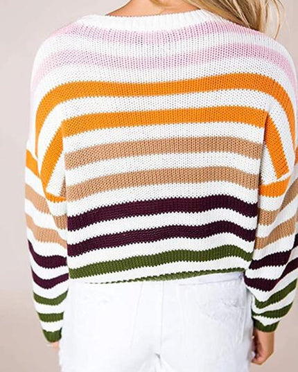 Striped Round Neck Knit Top