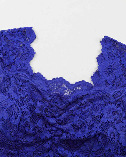 Ruched Sweetheart Neck Lace Bodysuit