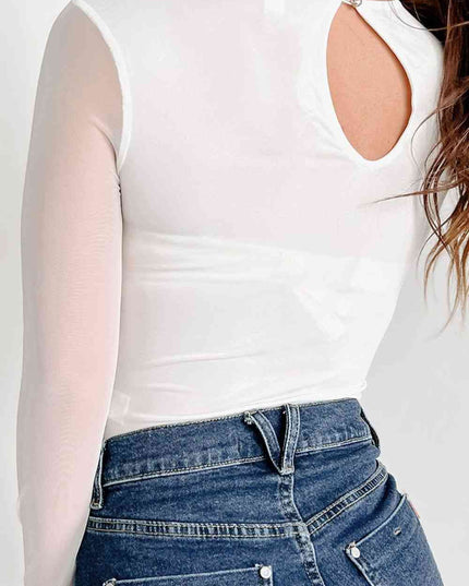 Cutout Round Neck Long Sleeve Bodysuit