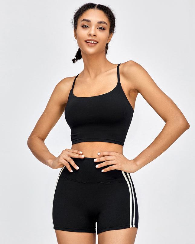 Crisscross Spaghetti Strap Active Bra