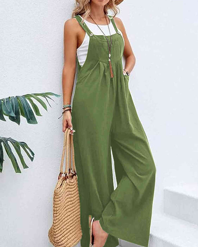 Full Size Wide Leg Overalls with Pockets