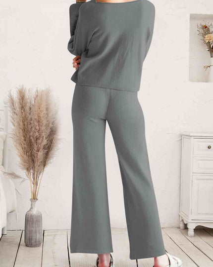 Long Sleeve Lounge Top and Drawstring Pants Set