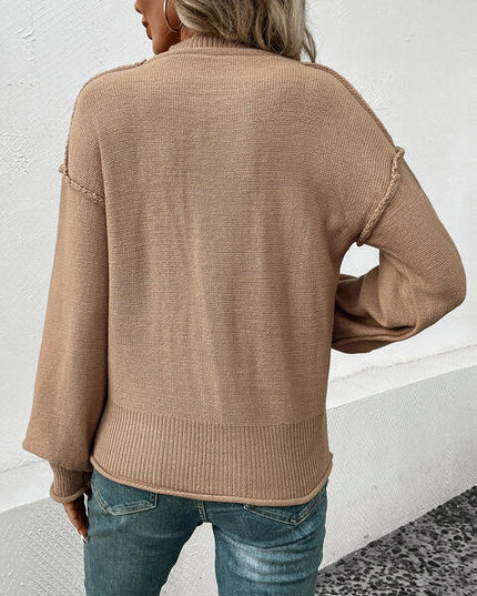 Exposed Seam Round Neck Sweater