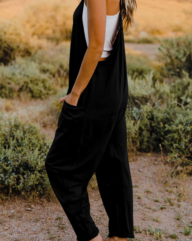 Double Take Full Size V-Neck Sleeveless Jumpsuit with Pockets