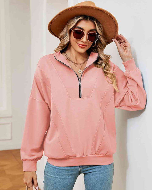 Half-Zip Dropped Shoulder Sweatshirt