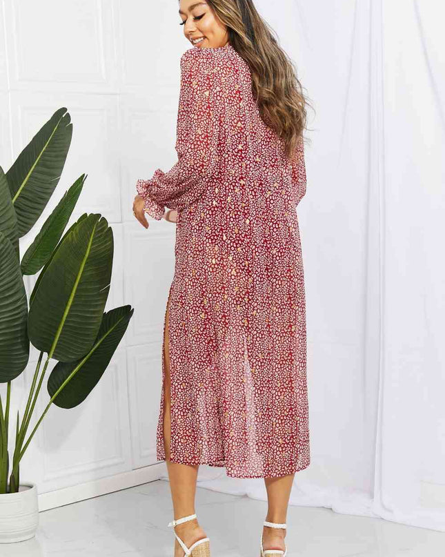 Leopard Tie Waist Flounce Sleeve Cover Up