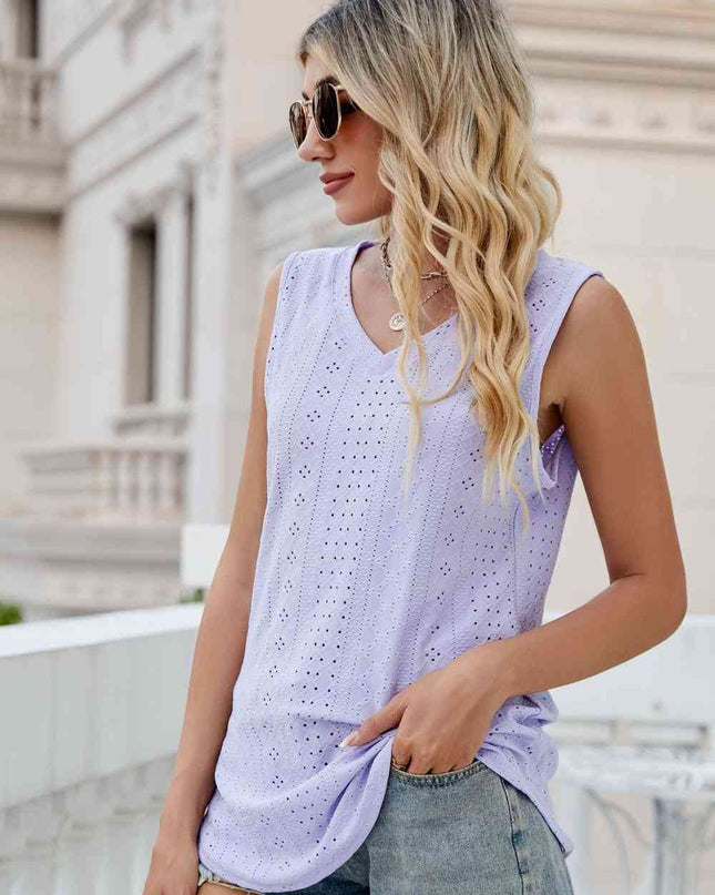 Eyelet V-Neck Tank