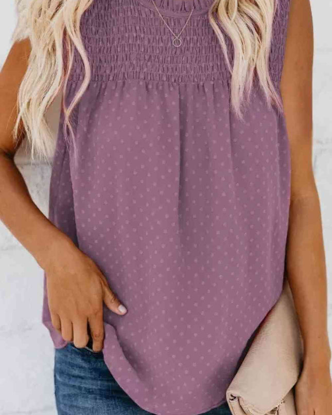 Smocked Tie Back Frill Trim Tank