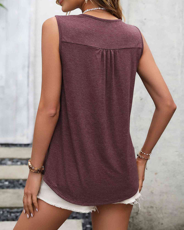 Lace Contrast Scoop Neck Tank