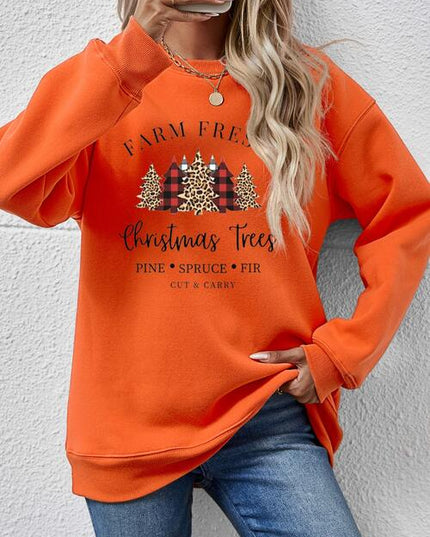 Graphic Round Neck Long Sleeve Sweatshirt