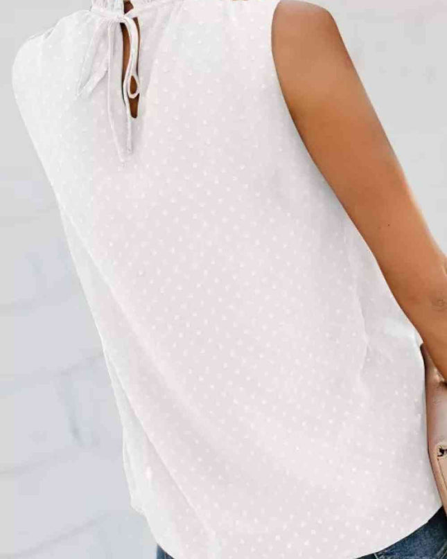 Smocked Tie Back Frill Trim Tank