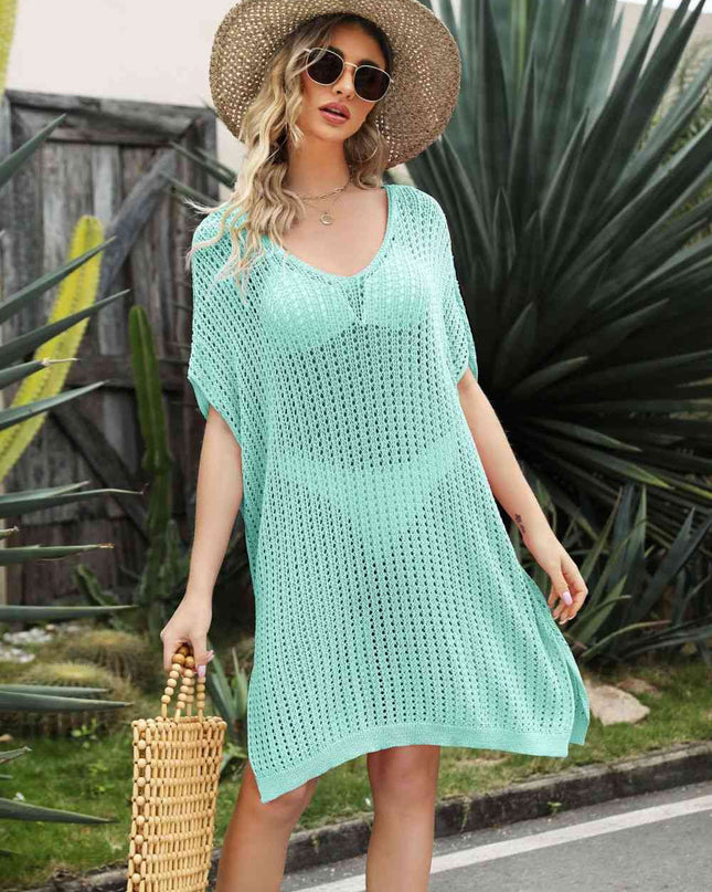Openwork Side Slit Cover-Up Dress