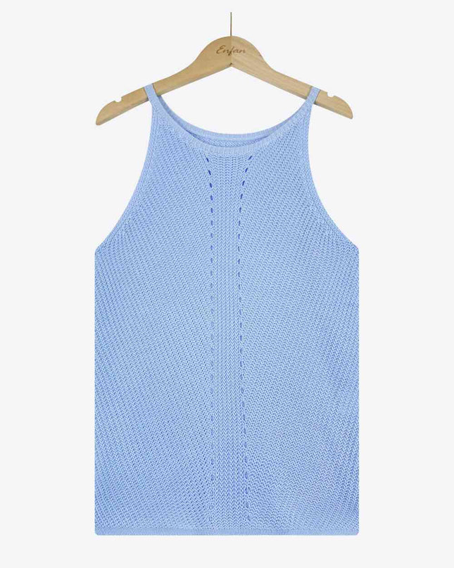 Openwork Grecian Neck Knit Tank Top