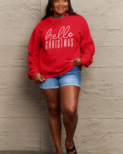 Simply Love Full Size HELLO CHRISTMAS Long Sleeve Sweatshirt