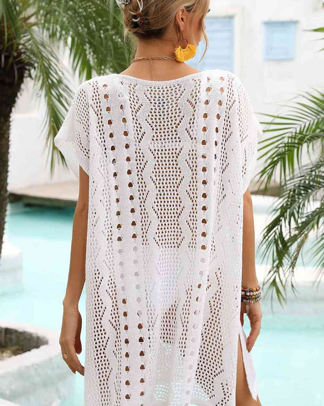 Openwork Plunge Dolman Sleeve Cover-Up Dress