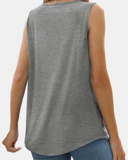 Square Neck Pleated Detail Tank